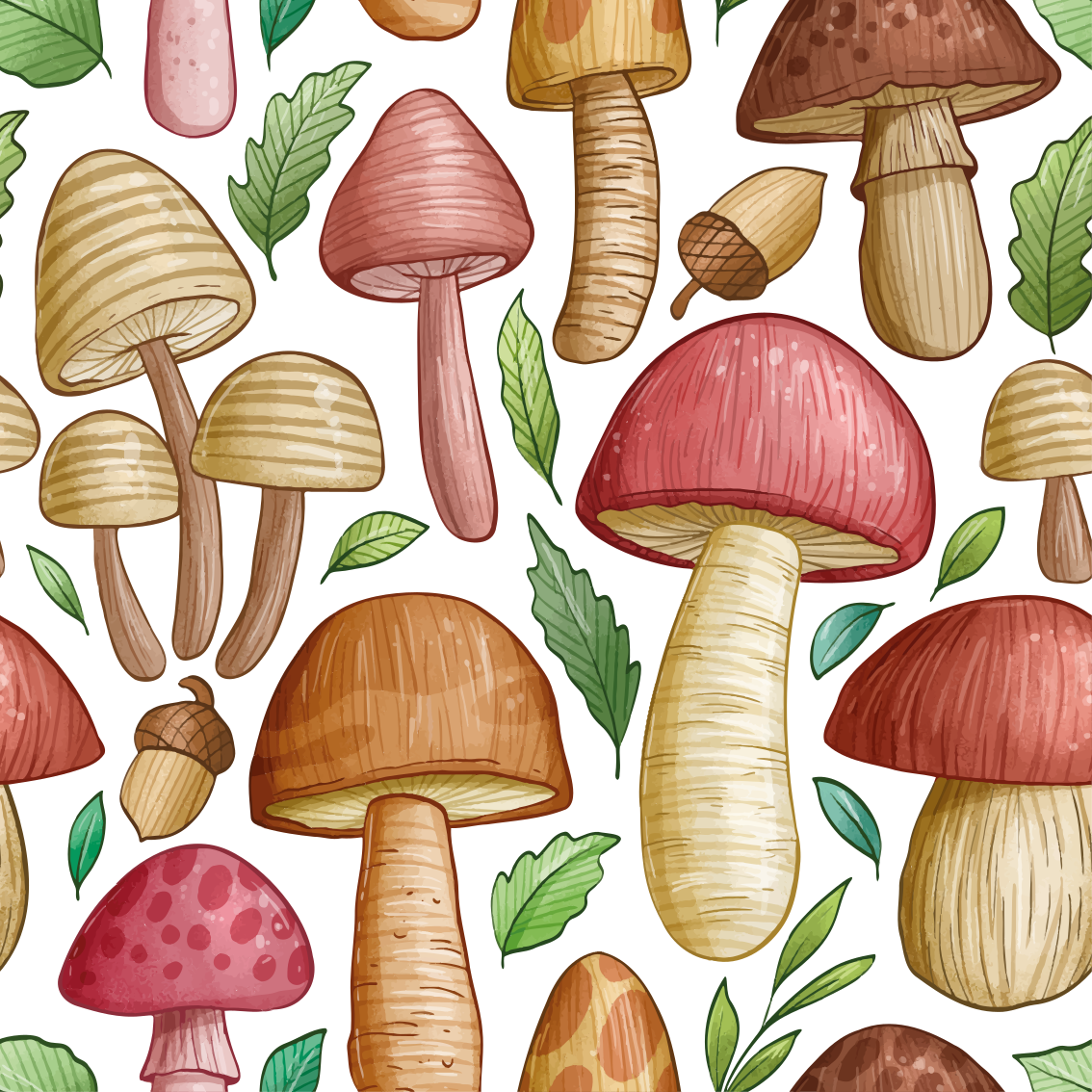 Kitchen vinyl rug featuring a variety of mushrooms - TenStickers