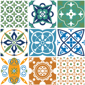 Kitchen vinyl rug porcelain tile blend - TenStickers