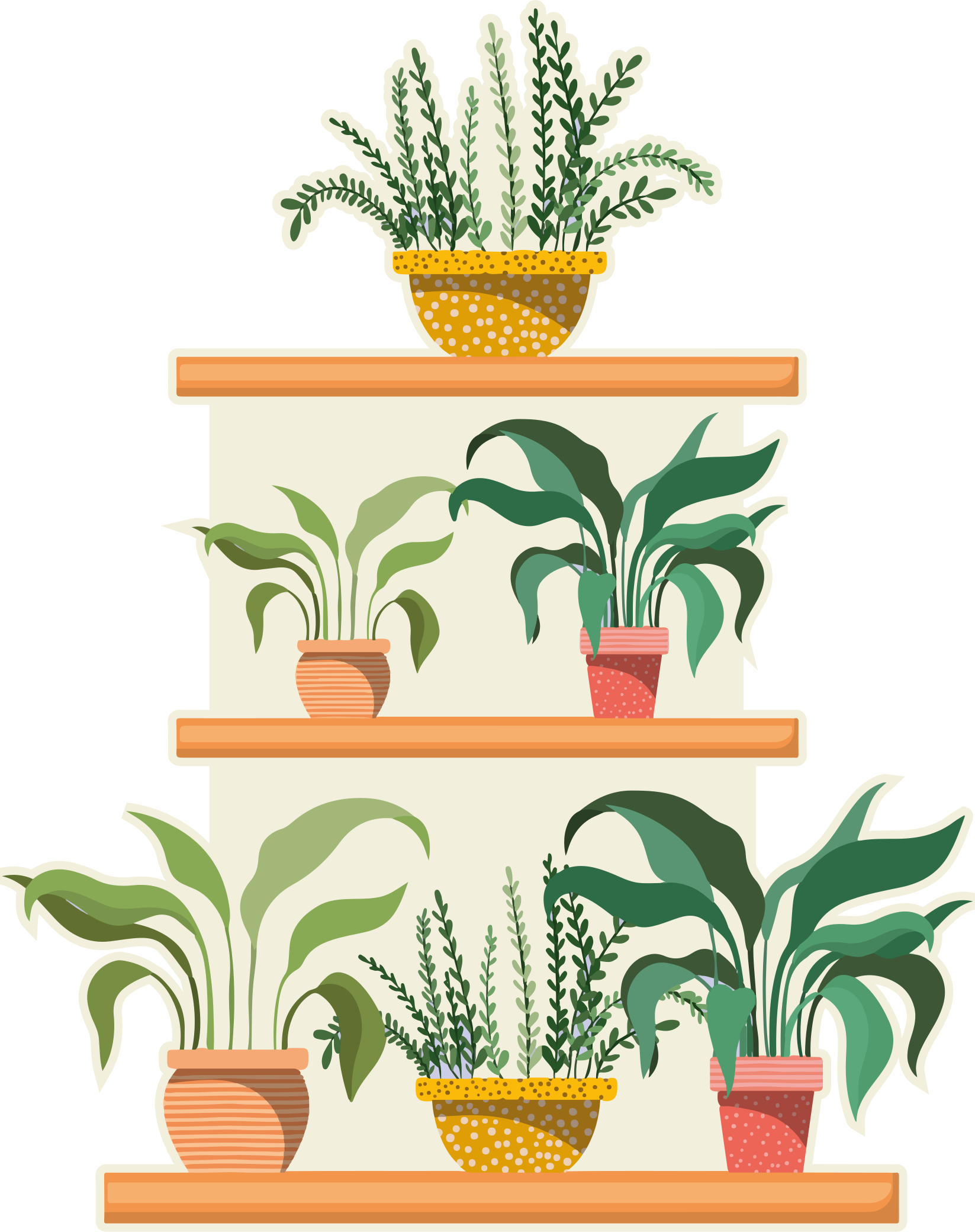 Kitchen vinyl rug watercolor plant shelf set - TenStickers