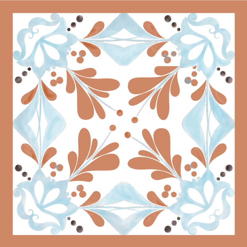 Kitchen vinyl rug floral mediterranean tiles - TenStickers