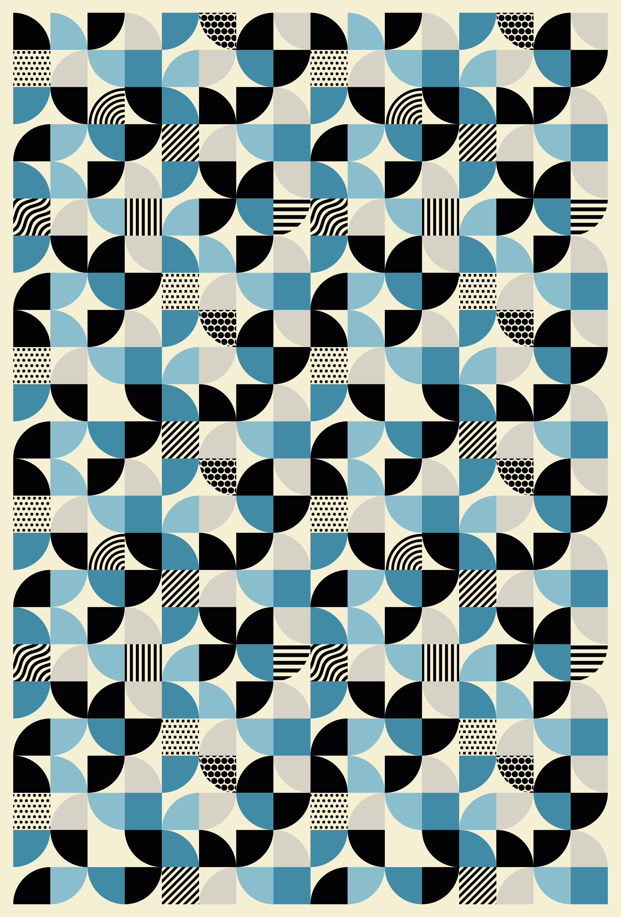 Kitchen vinyl rug in retro blue bauhaus pattern - TenStickers