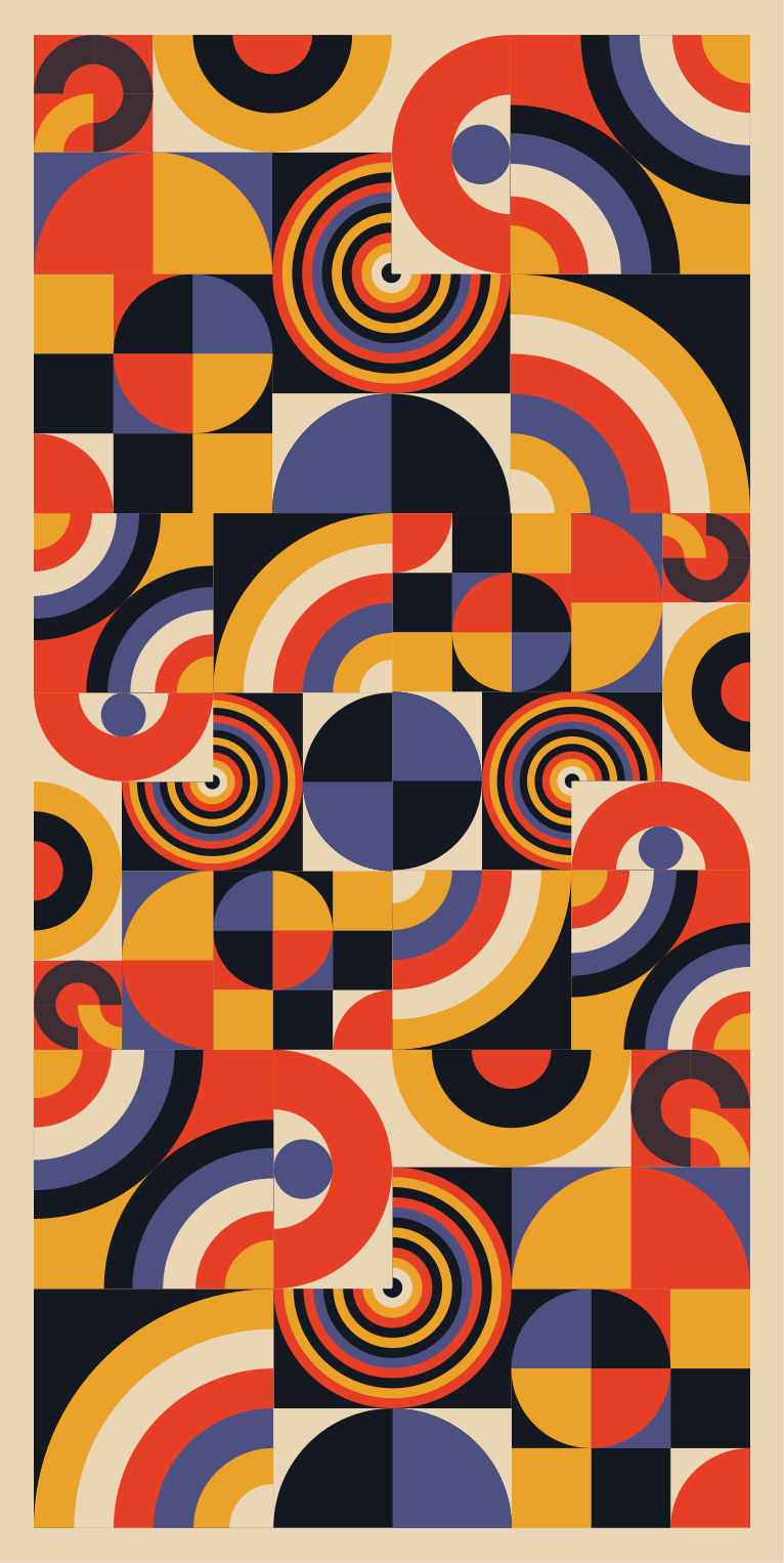 Kitchen vinyl rug in vibrant bauhaus circles - TenStickers