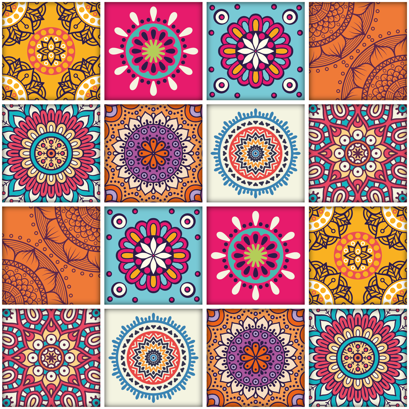 Kitchen vinyl rug with mandala tile design - TenStickers