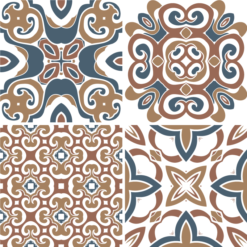 Kitchen vinyl rug inspired by hydraulic tiles - TenStickers