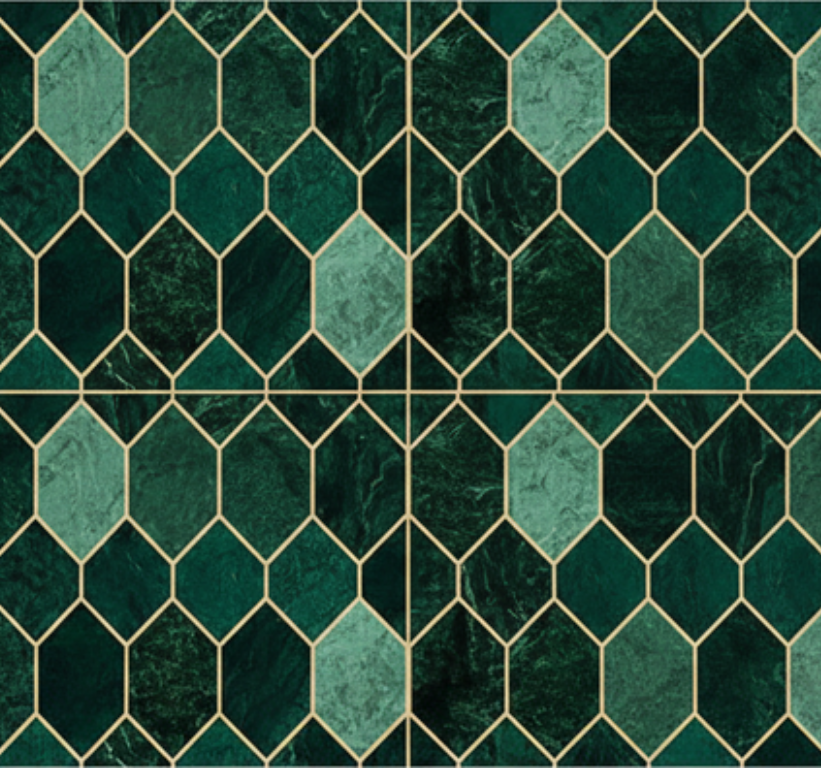 Green scale gold outline kitchen vinyl rug - TenStickers