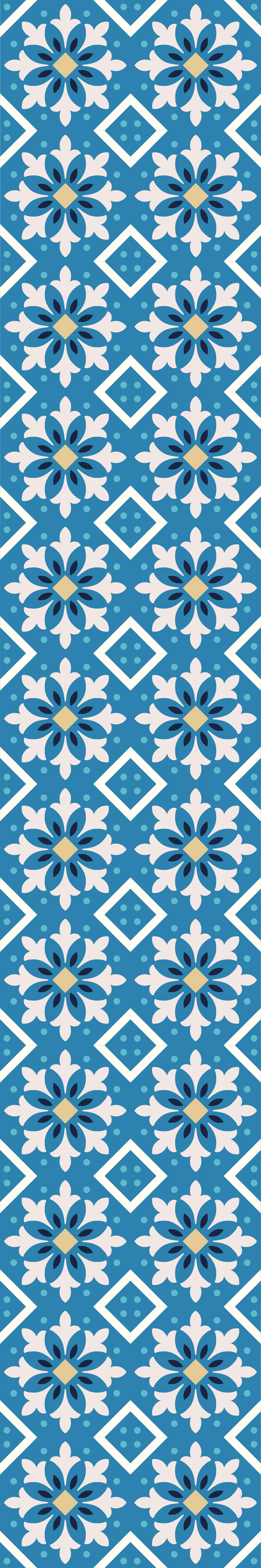 Kitchen vinyl rug in baby blue portuguese tile - TenStickers