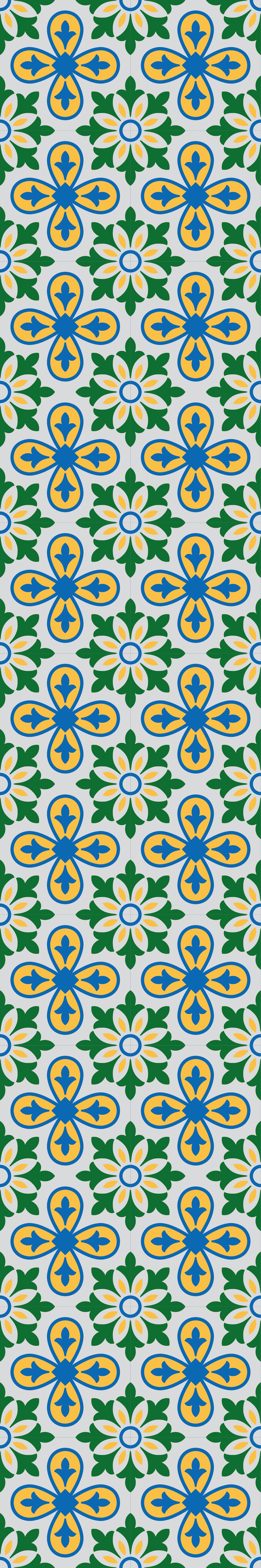 Kitchen vinyl rug in yellow and blue portuguese tile - TenStickers