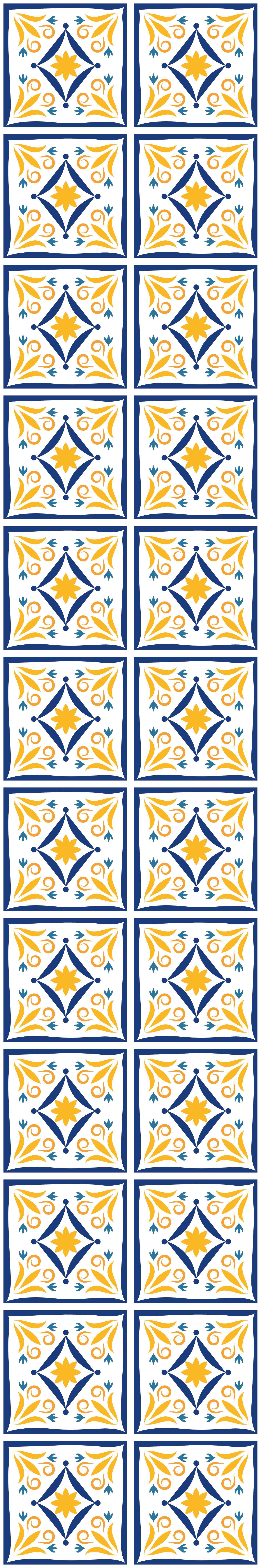 Kitchen vinyl rug in blue and yellow portuguese tile - TenStickers