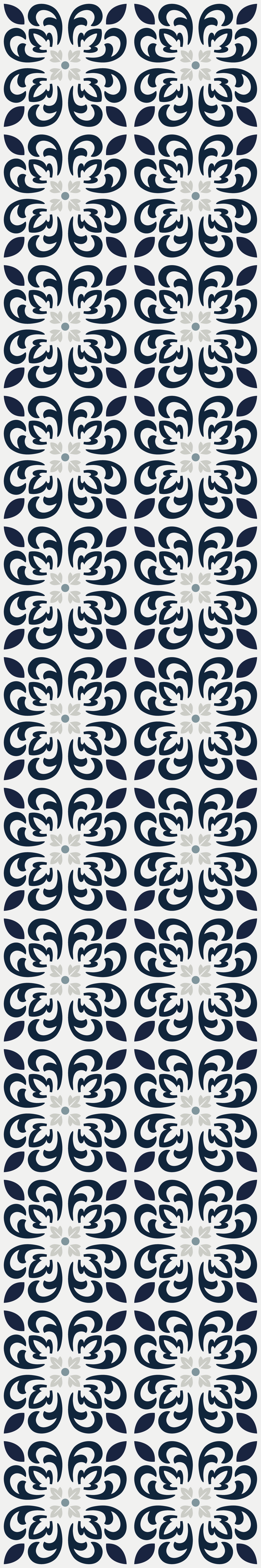 Kitchen vinyl rug dark blue clover portuguese tile - TenStickers