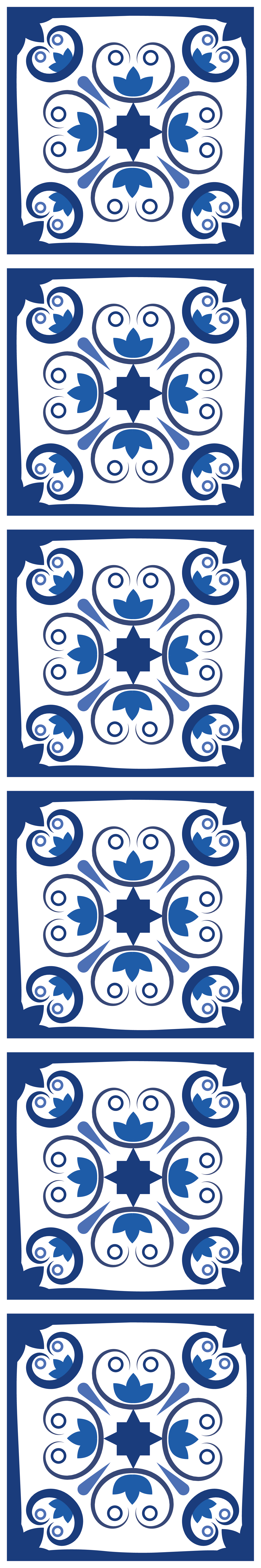 Kitchen vinyl rug in typical beautiful blue tile - TenStickers