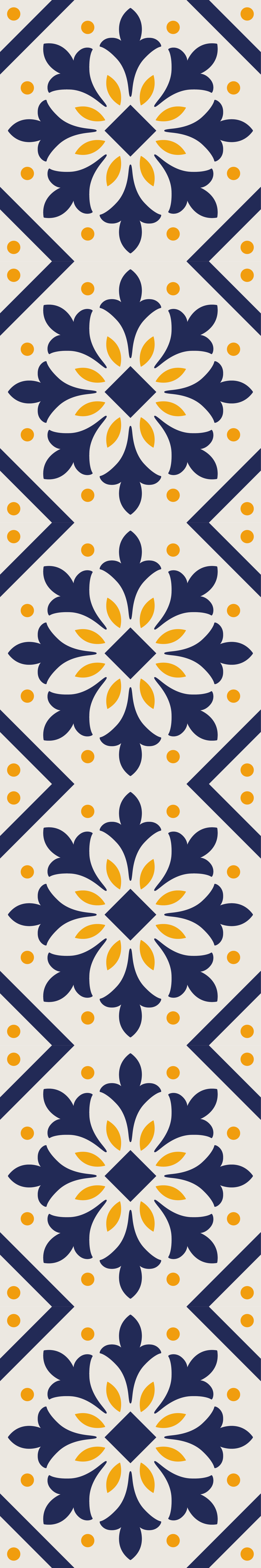 Blue with vibrant yellow portuguese tile kitchen vinyl rug - TenStickers