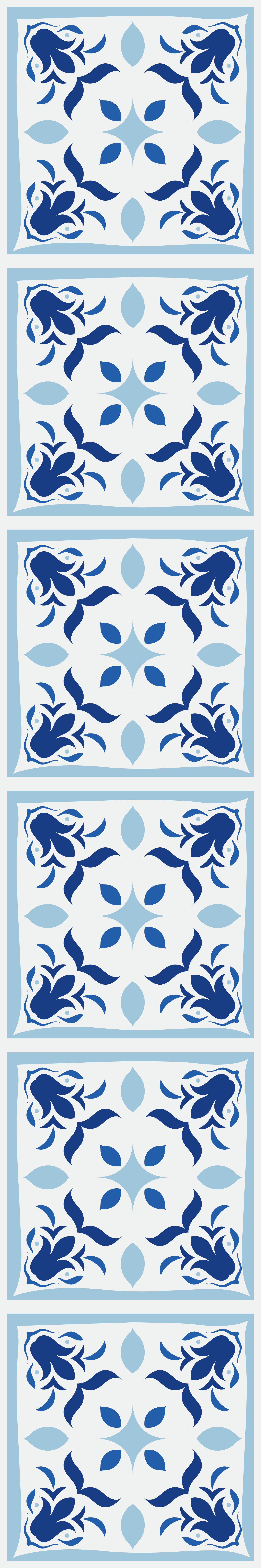 Kitchen vinyl rug with typical portuguese tile flowers - TenStickers