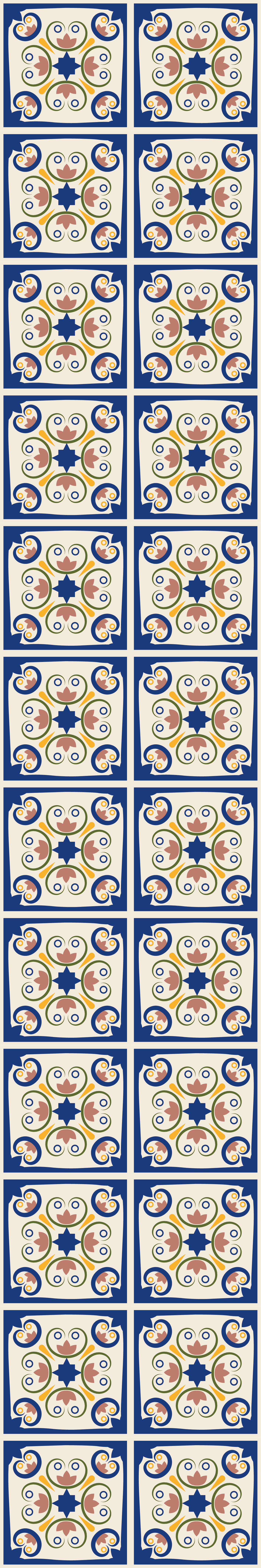 Kitchen vinyl rug with pink floral portuguese tile - TenStickers