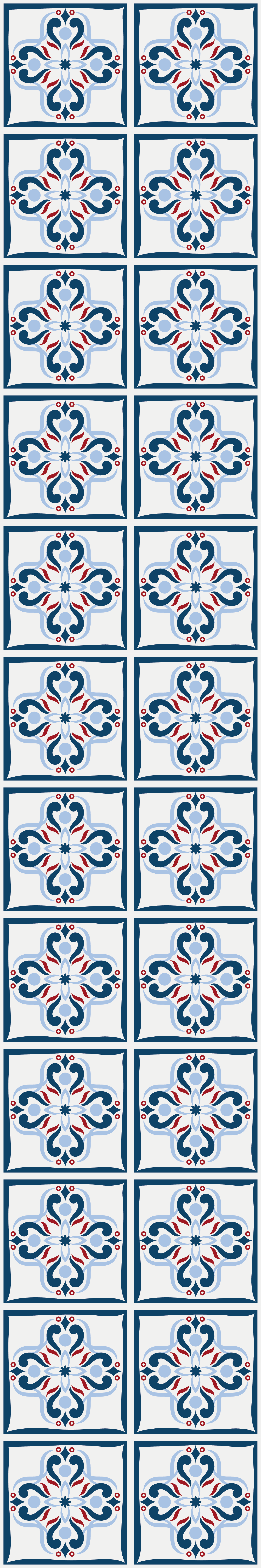 Kitchen vinyl rug in blue and red portuguese tile - TenStickers