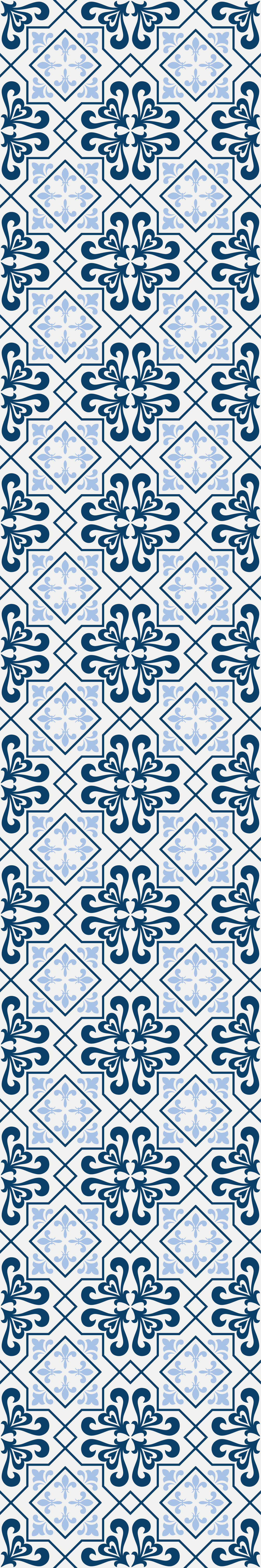Kitchen vinyl rug in typical blue portuguese tile - TenStickers