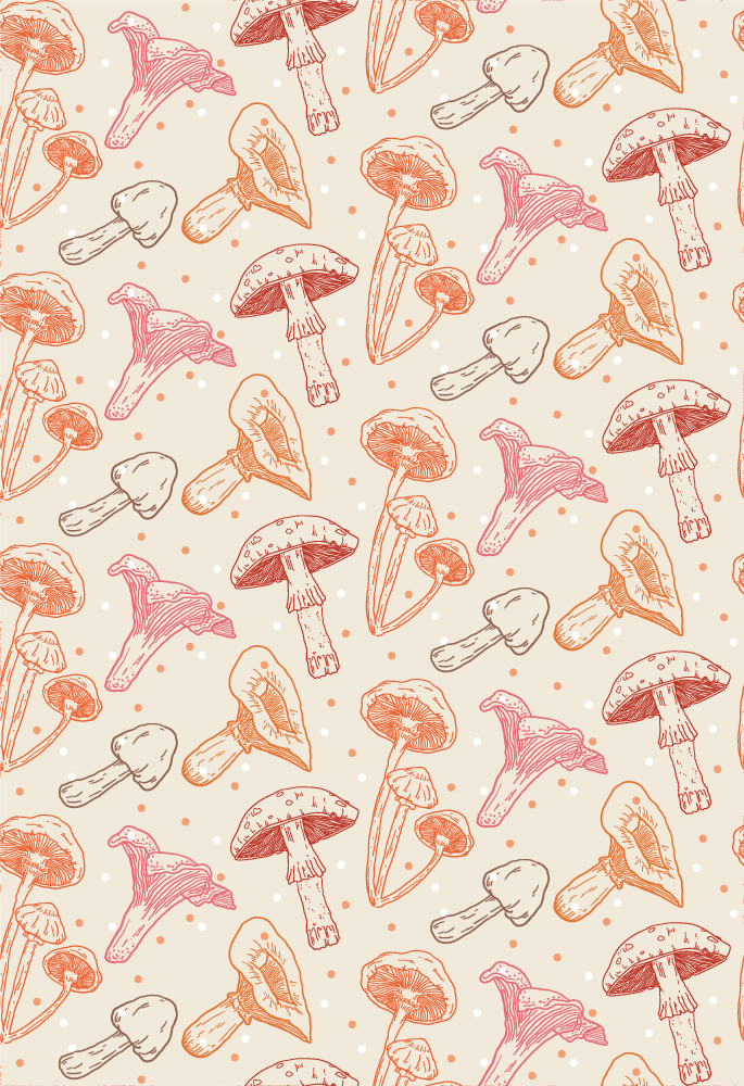 Kitchen vinyl rug set of watercolor mushrooms - TenStickers