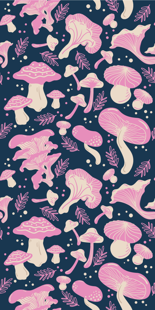 Kitchen vinyl rug with pink mushroom pattern - TenStickers