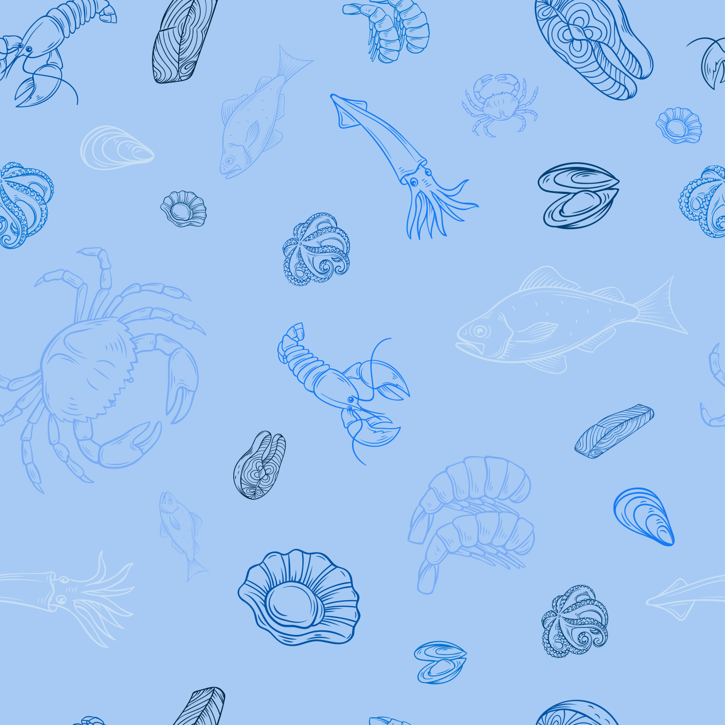 Kitchen vinyl rug with seafood design - TenStickers