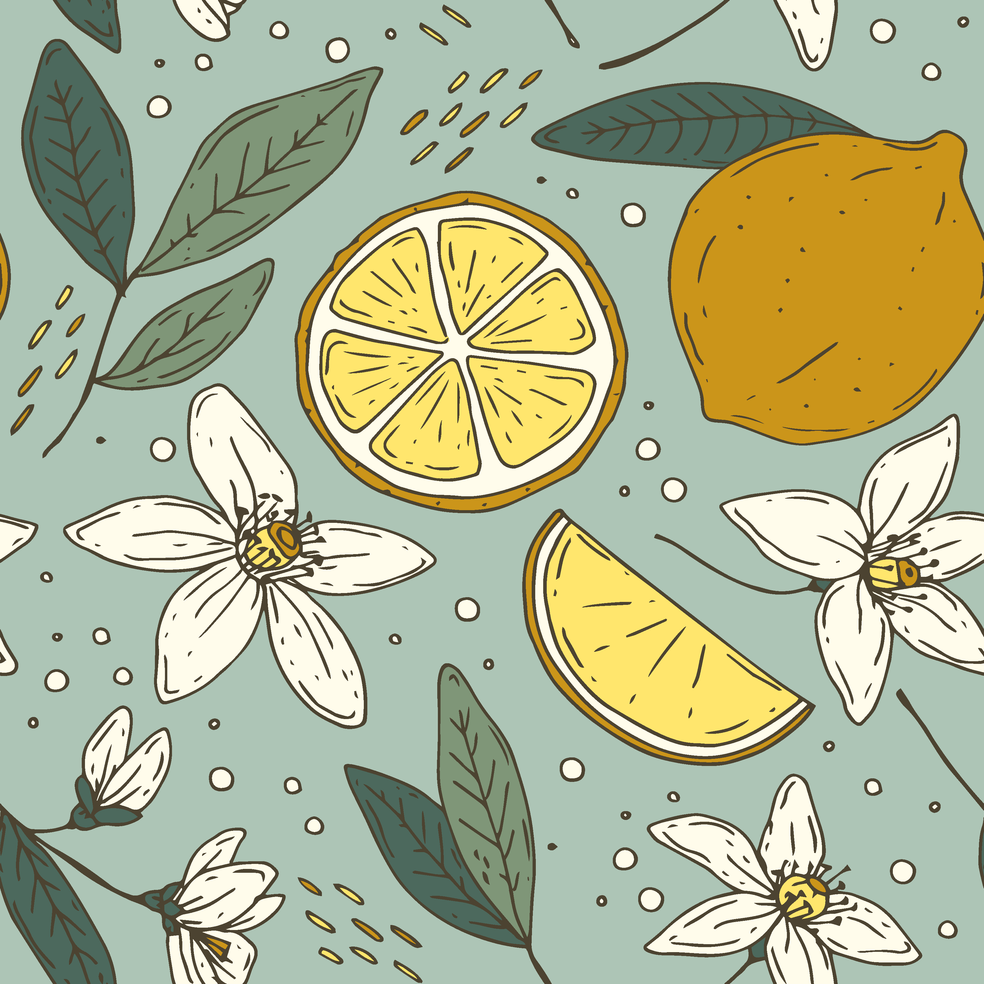 Colorful lemon pattern kitchen vinyl rug - TenStickers