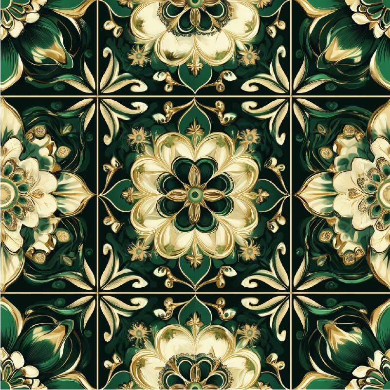 Kitchen vinyl rug with botanical mosaic design - TenStickers