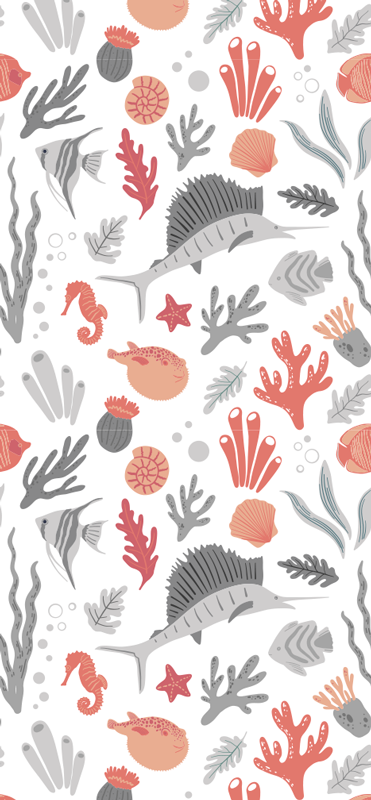 Bedroom vinyl rug with marine life design - TenStickers