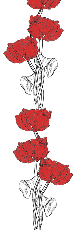 Red vertical tulips pattern bedroom vinyl rug - TenStickers