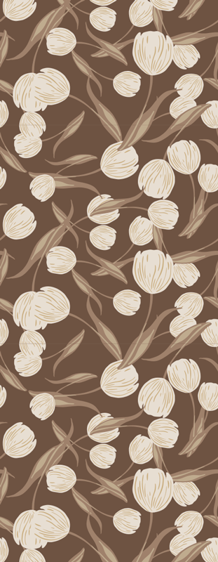 Bedroom vinyl rug with elegant beige tulips pattern - TenStickers