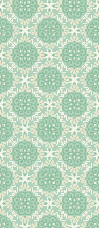 Bedroom vinyl rug in nordic green floral design - TenStickers