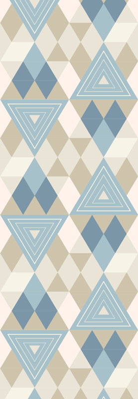 Bedroom vinyl rug with nordic geometric blue pattern - TenStickers