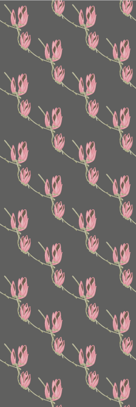 Bedroom vinyl rug with small magnolia flowers on grey - TenStickers