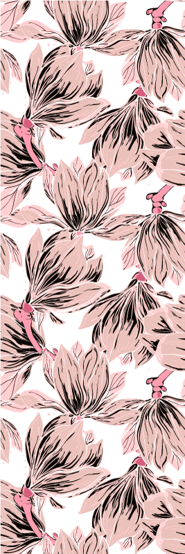 Close up multiple white and pink magnolia bedroom vinyl rug - TenStickers