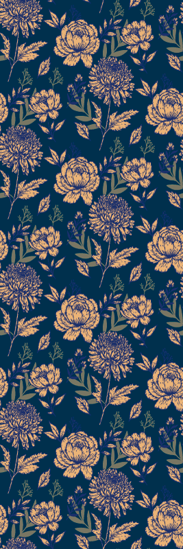 Bedroom vinyl rug in french provincial blue and yellow - TenStickers