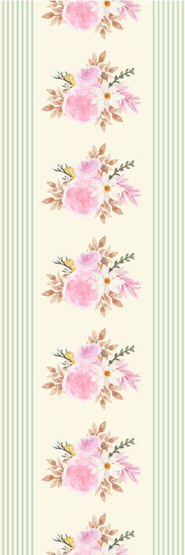 Bedroom vinyl rug with french provincial stripes and florals - TenStickers