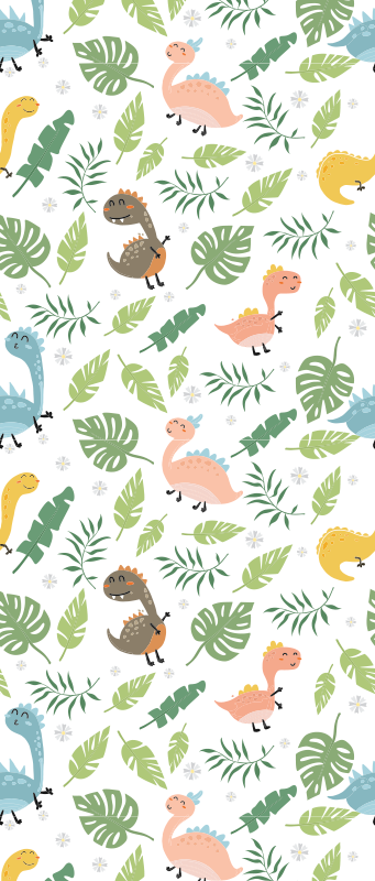 Pastel dinosaur forest bedroom vinyl rug - TenStickers