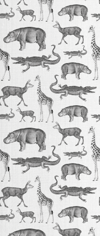 Bedroom vinyl rug with safari animals and trees border - TenStickers