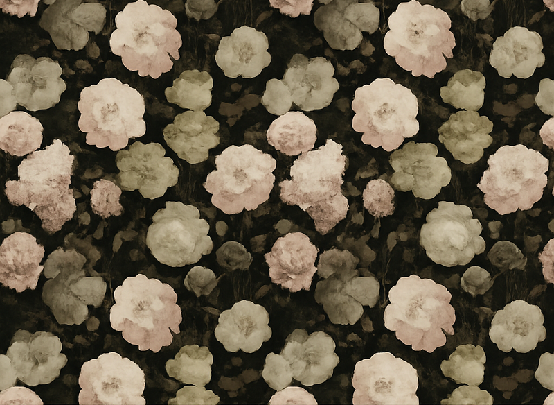 Bedroom vinyl rug dark retro floral design - TenStickers