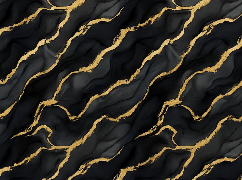 Black marble effect with gold motif bedroom vinyl rug - TenStickers