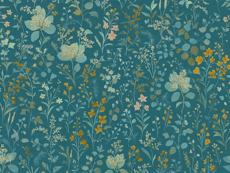 Blue vintage floral design bedroom vinyl rug - TenStickers