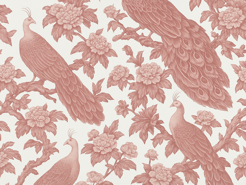 Bedroom vinyl rug with pink peacock pattern - TenStickers