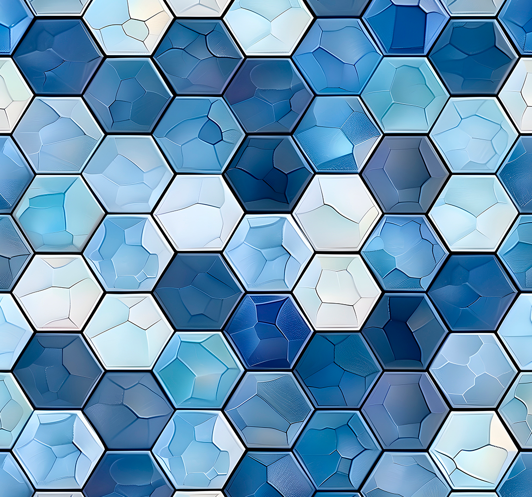 Office vinyl rug with blue tile design - TenStickers