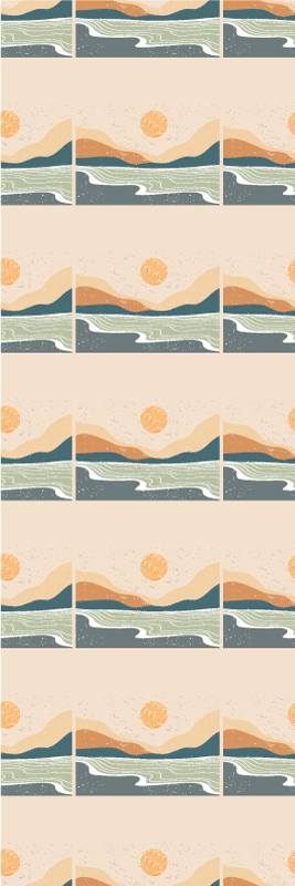 Abstract sunset mountains office vinyl rug - TenStickers