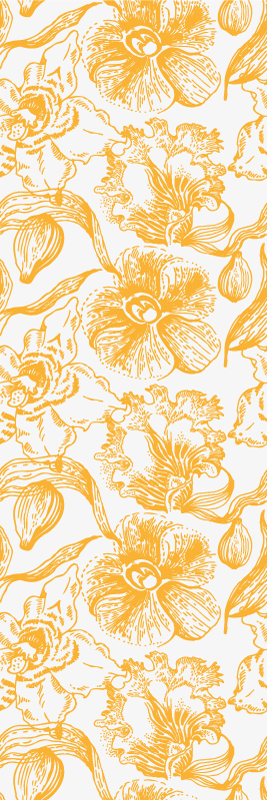 Office vinyl rug with yellow orchid flower pattern - TenStickers