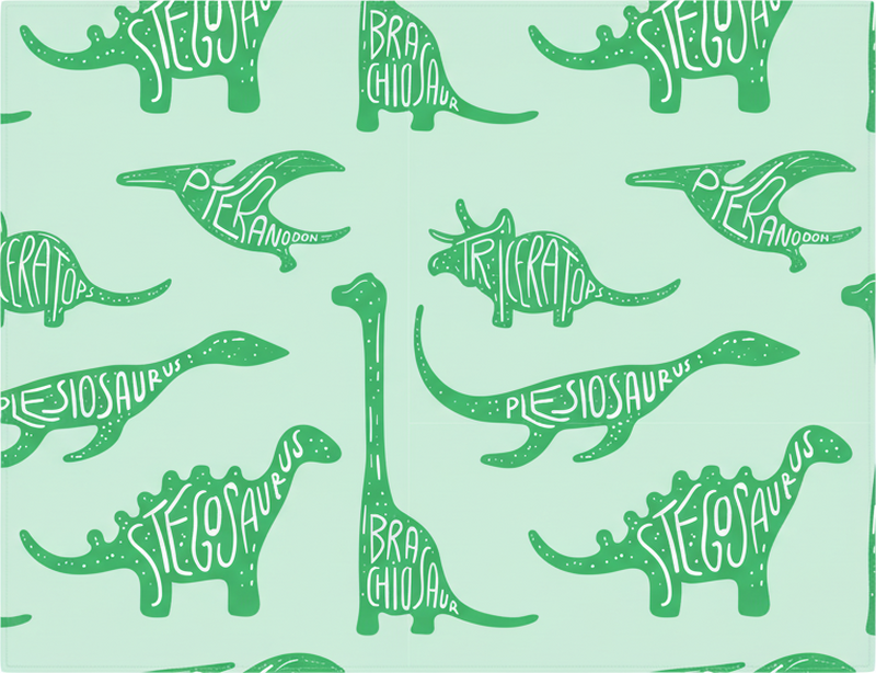 Bedroom vinyl rug with green dinosaurs names - TenStickers