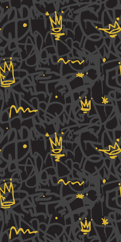 Bedroom vinyl rug with black and gold graffiti crown - TenStickers