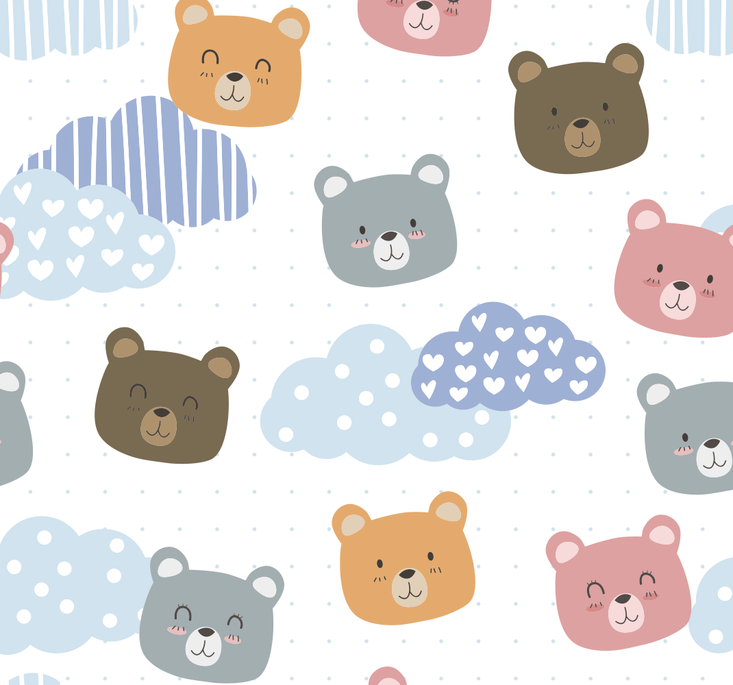 Bedroom vinyl rug minimalistic bear smile white - TenStickers