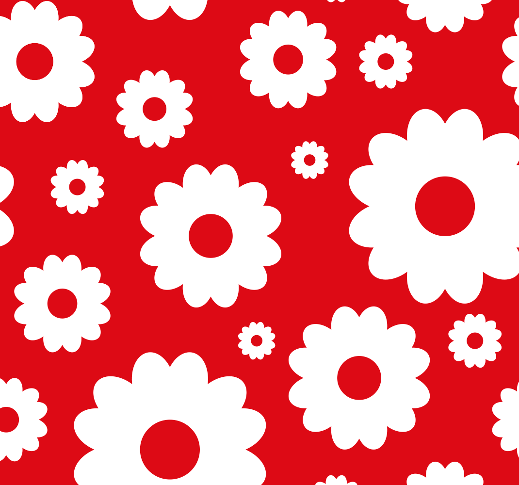 Bedroom vinyl rug with white daisies on red - TenStickers