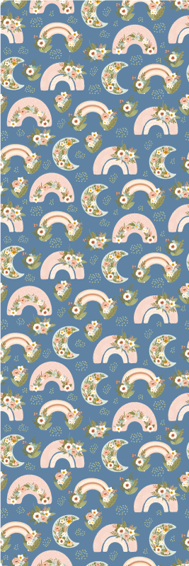 Children's spring rainbow and flower bedroom vinyl rug - TenStickers