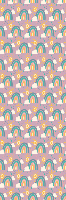 Cute sun and rainbow pattern bedroom vinyl rug - TenStickers