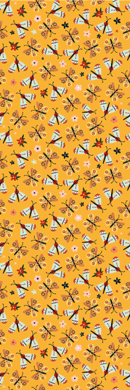 Bedroom vinyl rug with hand-drawn butterflies - TenStickers
