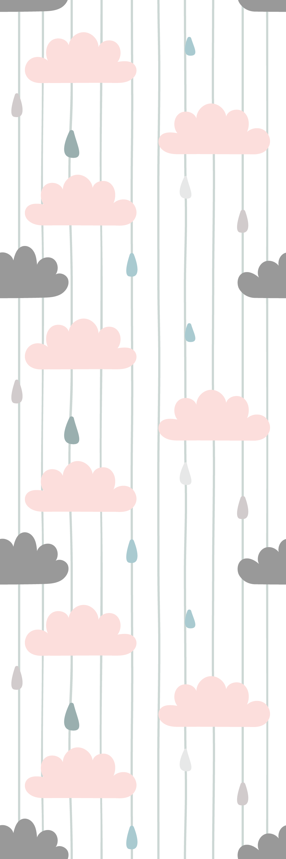 Bedroom vinyl rug in pink and grey clouds - TenStickers